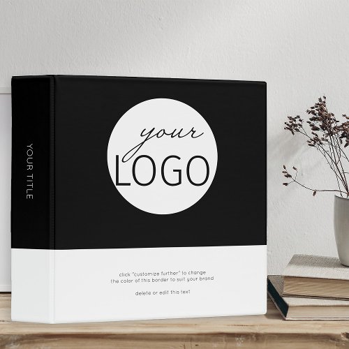 Black Custom Logo Company Brand Border and Title 3 Ring Binder