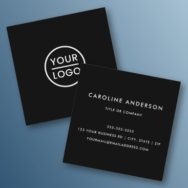 Black custom logo, elegant, square, professional square business card