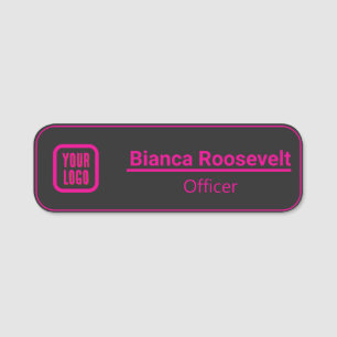 Black Custom Logo Employee Magnetic or Pin Name Tag