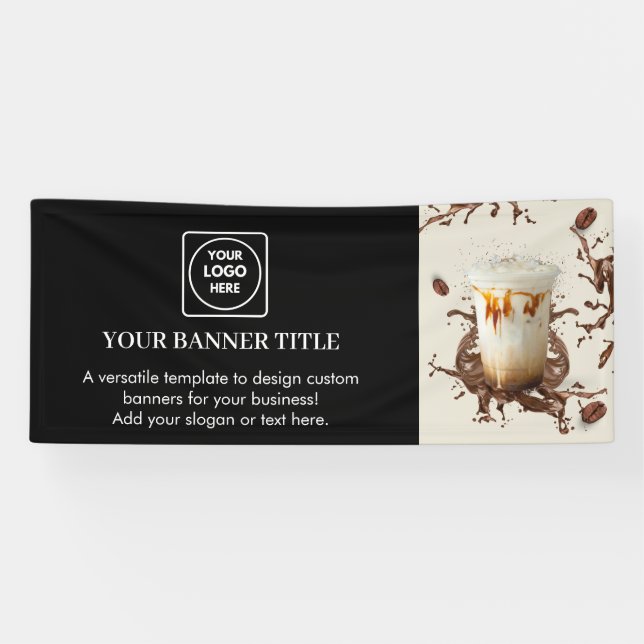 Black Custom Logo | Modern 6’ Branded Event Banner (Horizontal)