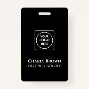 Black Custom Logo Modern Personalized Employee Badge