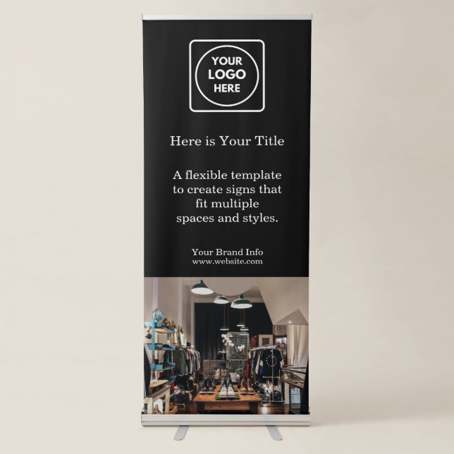 Black Custom Logo | Modern retractable banners (Front)