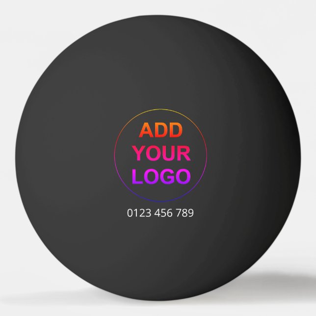 Black Custom Logo Ping Pong Ball (Front)