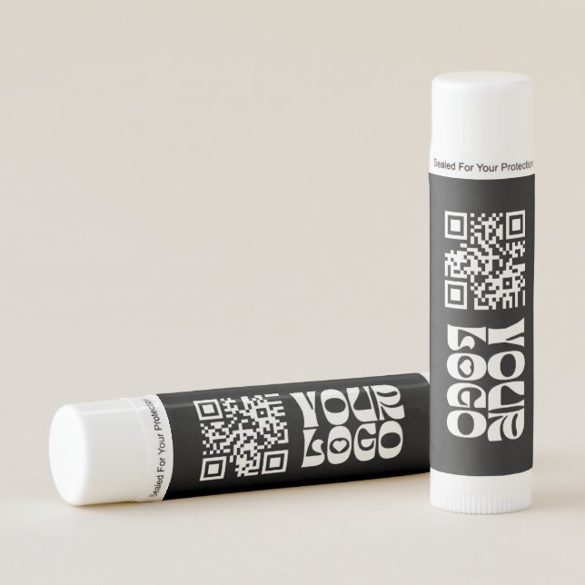 Black Custom Logo QR Code Promotional Business Lip Balm (Front)