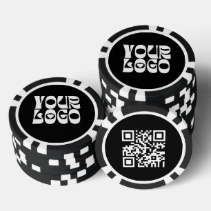 Black Custom Logo QR Code Promotional Business Poker Chips