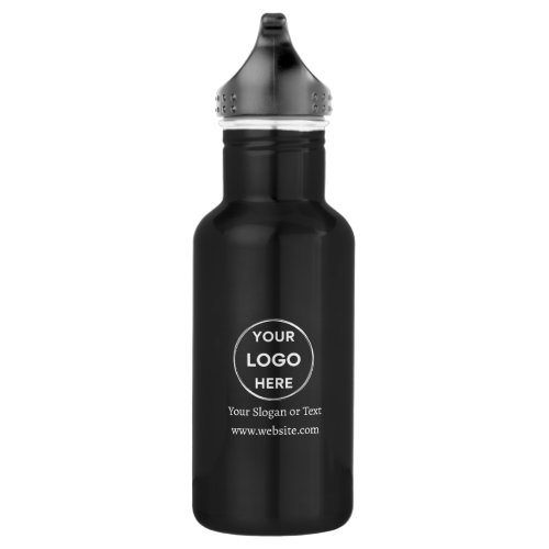 Black Custom Logo Slogan Text Modern Business Stainless Steel Water Bottle
