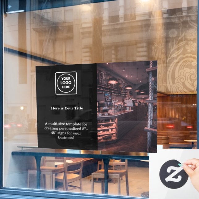 Black Custom Logo | Stylish Branded Business  Window Cling (Cafe Window)