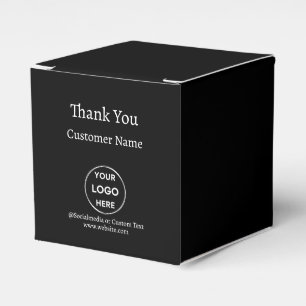 Black Custom Logo Text Modern Minimalist Business Favor Boxes