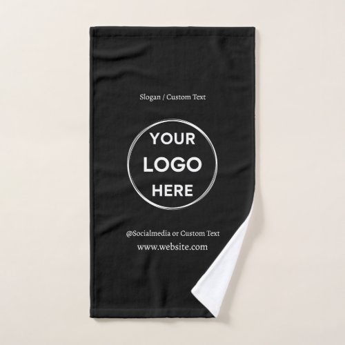 Black Custom Logo Text Modern Minimalist Business Hand Towel