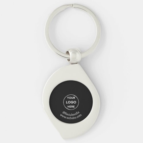 Black Custom Logo Text Modern Minimalist Business Keychain