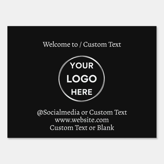 Black Custom Logo Text Modern Minimalist Business Sign (Front)