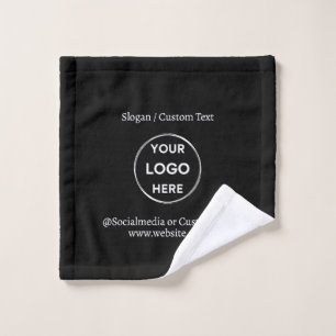 Black Custom Logo Text Modern Minimalist Business Wash Cloth