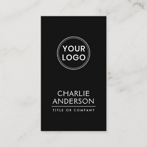 Black custom logo vertical modern minimalist business card