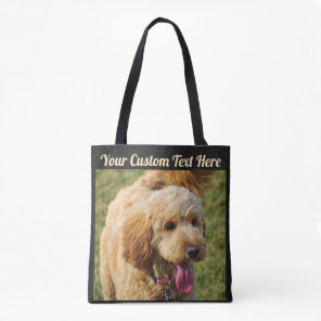 Black Custom Message Goldendoodle Dog Tote Bag