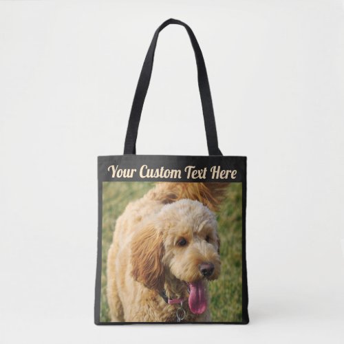 Black Custom Message Goldendoodle Dog Tote Bag