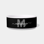 Black Custom Modern Name Pet Bowl<br><div class="desc">Create Your Own Personalized Black Monogram Pet Bowl. This stylish white pet bowl features a bold black band wrapped around the center for a modern, monochrome look. A light gray initial sits behind a white script name, creating a clean black and white color scheme. Designed to work for a dog,...</div>