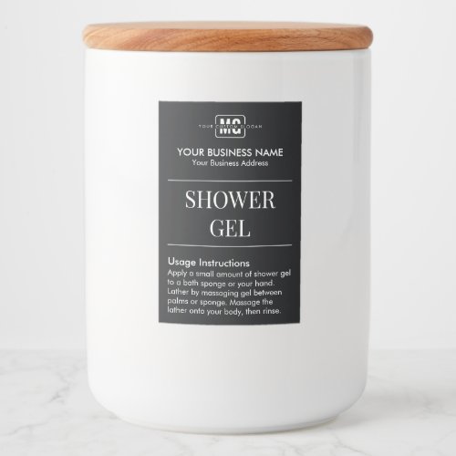 Black Custom Monogram Guest Room Shower Gel Labels