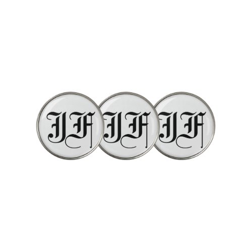 Black Custom Monogram Initials Unique Golfer Gift Golf Ball Marker