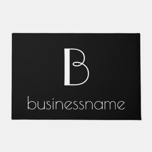 Black Custom Monogram Intial Business Name Doormat