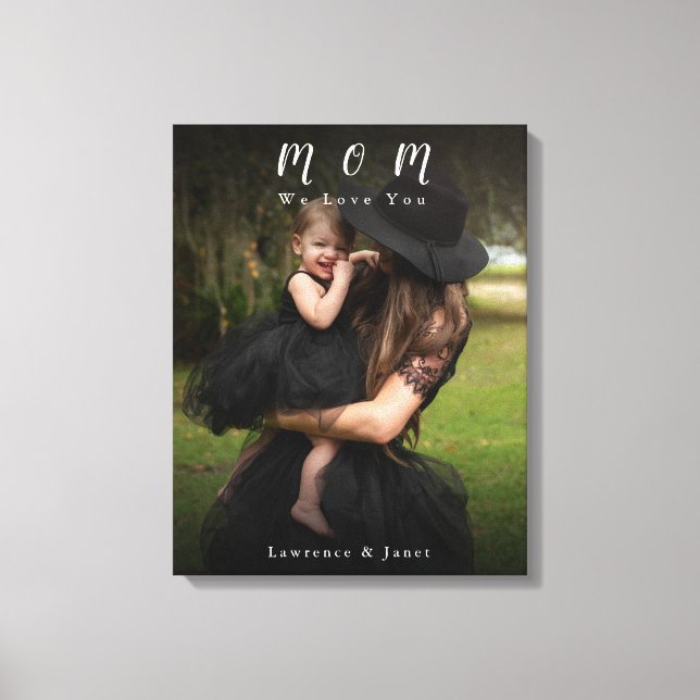 Black Custom Monogramed Photo For the Best Mother Canvas Print (Front)