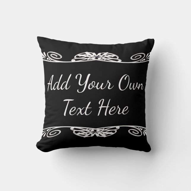Black Custom Motivational Quote Throw Pillow (Front)