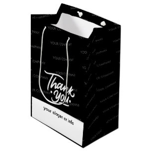 Black Custom Name Business Thank You Medium Gift Bag