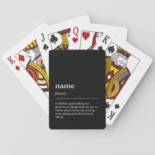 Black Custom Name Definition Cool Fun Friend Gift Playing Cards