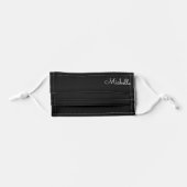 Black Custom Name Kids' Cloth Face Mask (Front, Folded)