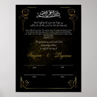 Black Custom Nikkah Muslim Marriage Certificate