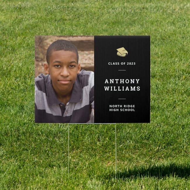 Black Custom Photo Graduation Yard Sign