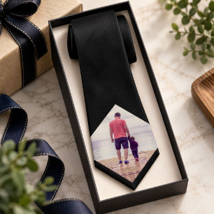 Black Custom Photo Neck Tie