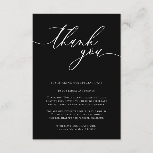 Black Custom Photo Script Thank You Enclosure Card