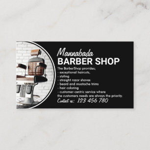 Black Custom Photos Circle Modern Barber Shop Business Card
