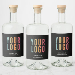 Black Custom Promotional Business Logo Liquor Bottle Label