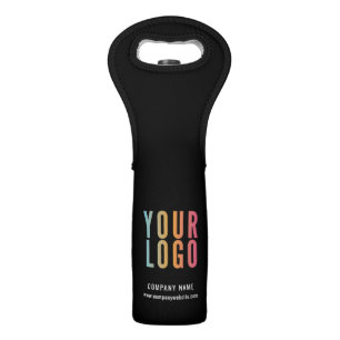 Black Custom Promotional Logo Wine Bottle Tote Bag
