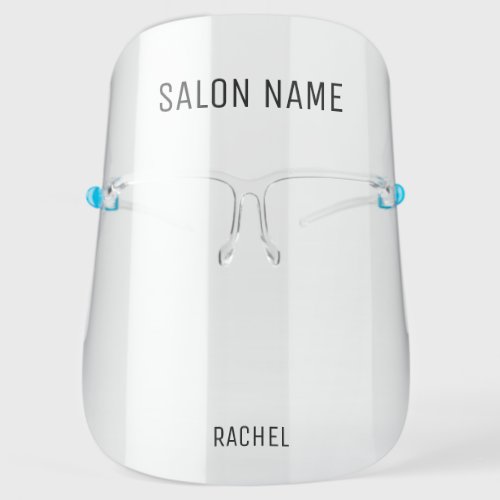 Black Custom Simple Salon Name Logo Face Shield