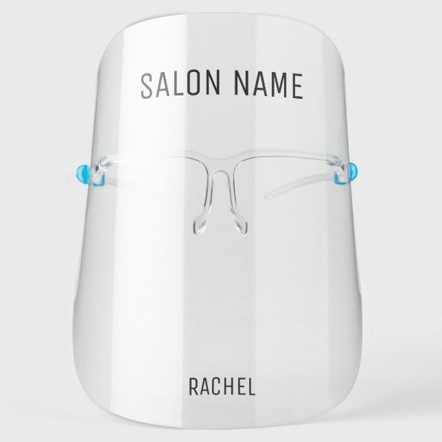 Black Custom Simple Salon Name Logo Face Shield (Front)