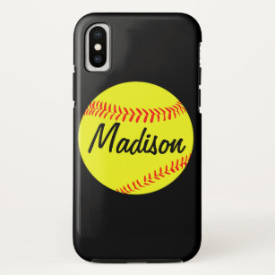 Black Custom Softball Phone Case