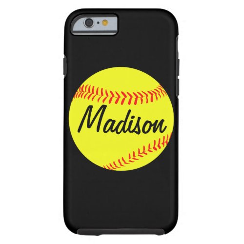 Black Custom Softball Phone Case