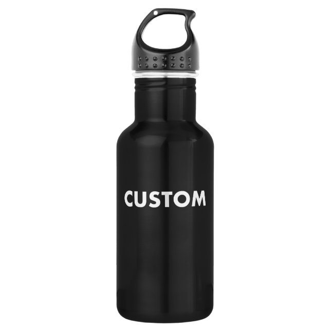 BLACK Custom Stainless Steel Water Bottle Blank (Front)