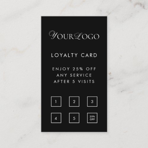 Black Custom Thin Business Logo Customer Reward Loyalty Card
