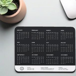 Black Customizable 2024 Calendar Company Logo Swag Mouse Pad