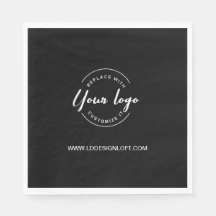 Black Customizable business company logo website  Napkins