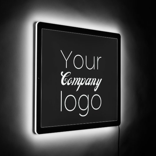 Black Customizable Corporate Business Logo LED Sign (Angle)