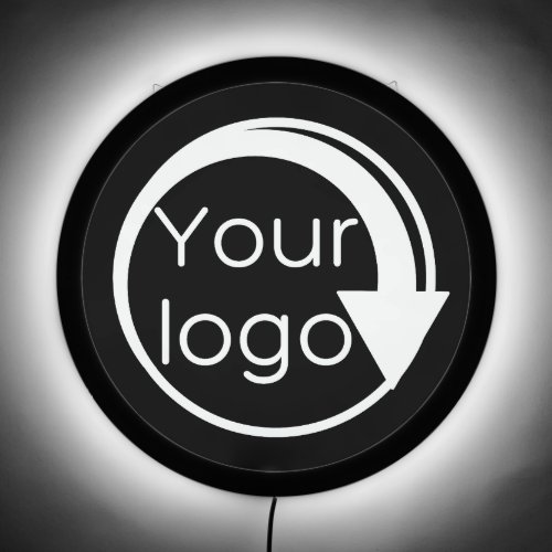 Black Customizable Corporate Business Round Logo LED Sign