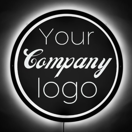 Black Customizable Corporate Business Round Logo  LED Sign