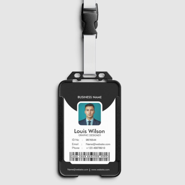 Black | Customizable Employee ID Company Security Badge (Creator Uploaded)