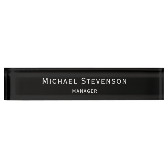 Black Customize Name & Title Profession Desk Name Plate (Front)