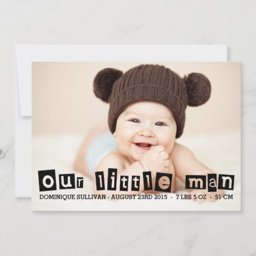 Black Cut_out Typography Photo Birth Announcement
