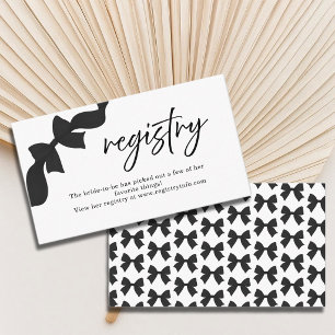 Black Cute Bow Bridal Shower Registry Enclosure Card